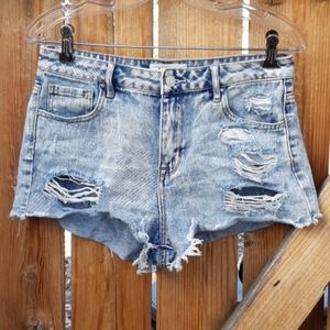 Pacsun high rise festival distressed jean shorts